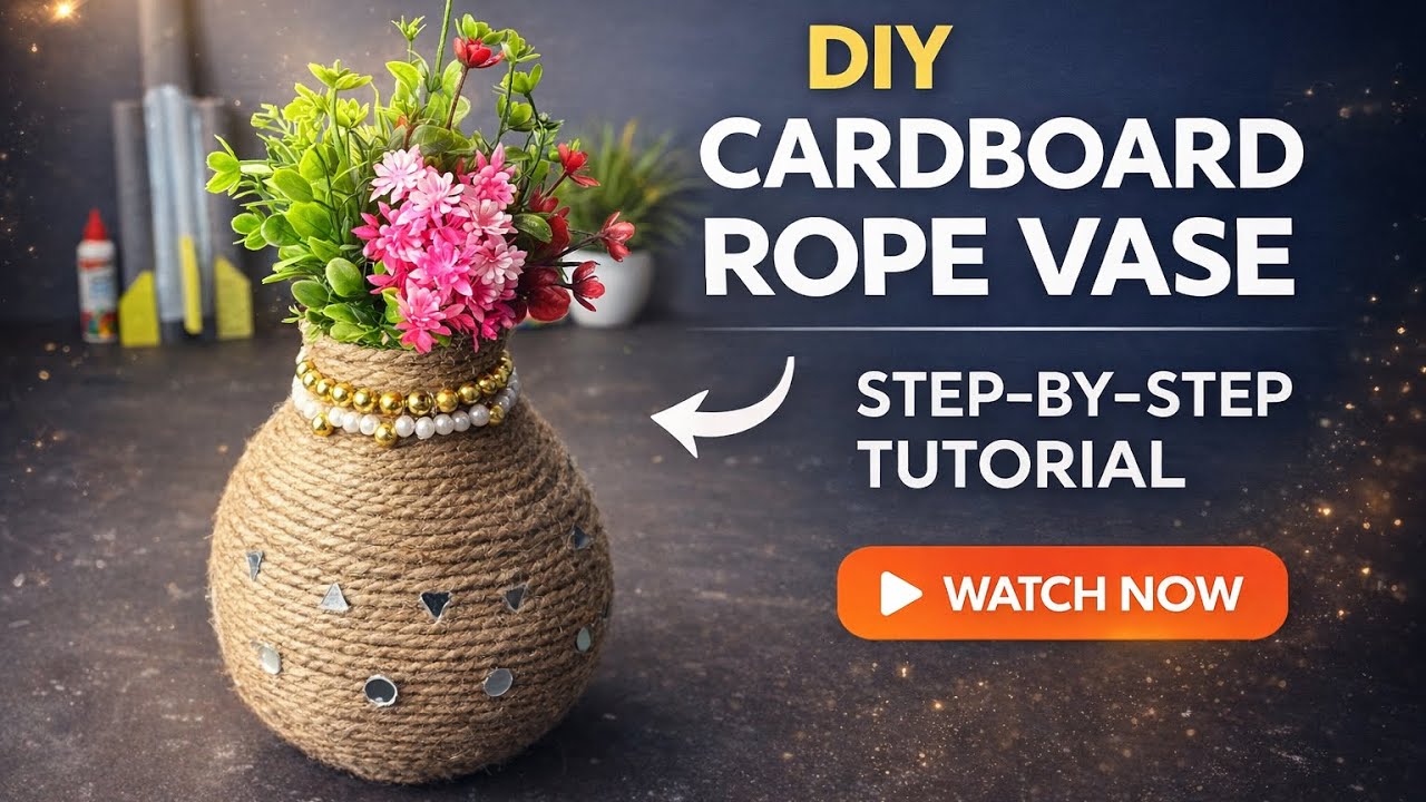 DIY Flower Vase From Cardboard & Hairspray Can | Rope Home Decor Craft