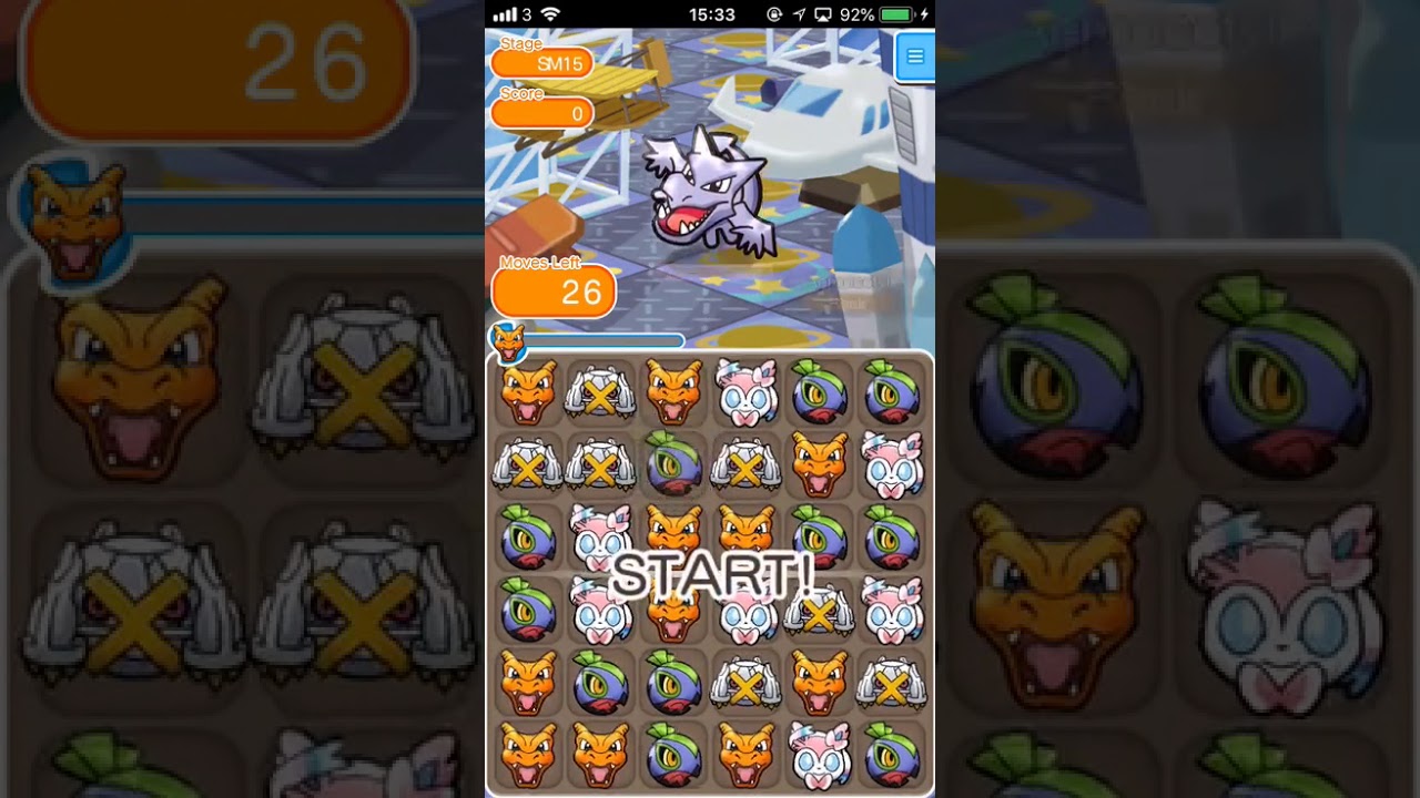 Pokemon Shuffle Survival mode Hammering Streak Team itemless