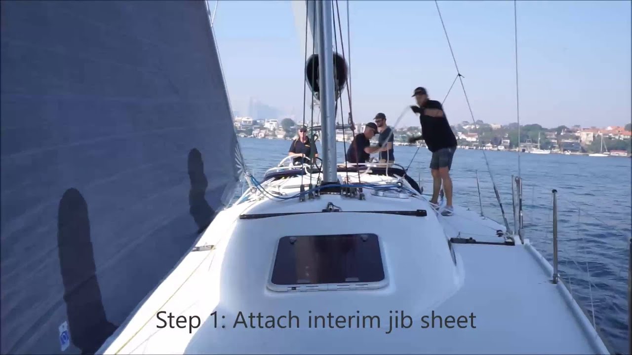 Reefing the Jib on Merlin