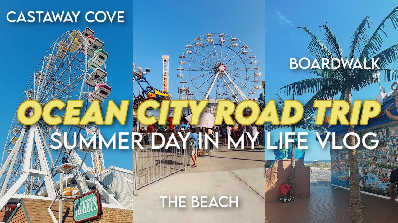 ocean city road trip vlog | beach, castaway cove, boardwalk + more!