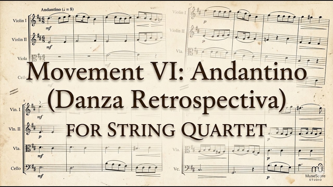 String Quartet No. 1 [Original composition]. Movement VI. Andantino (Danza Retrospectiva)