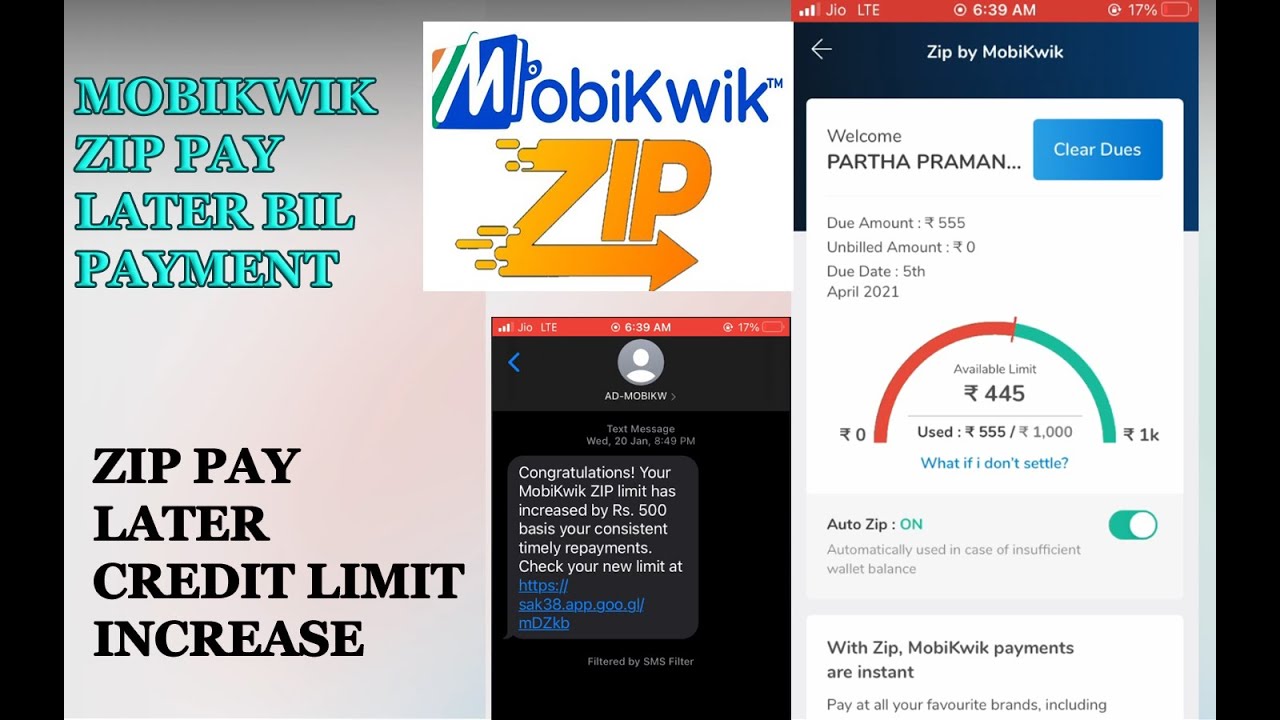 Mobikwik Zip Pay Later Bill Payment | Zip Pay Later Credit Limit Increase |