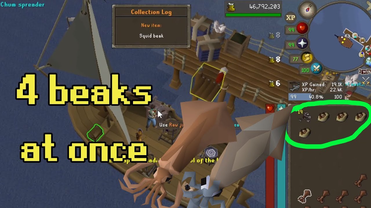 Lantern Harpooning Guide: Chum Spreader = multiple Squid Beaks (Ironman Rosewood Blowpipe) OSRS