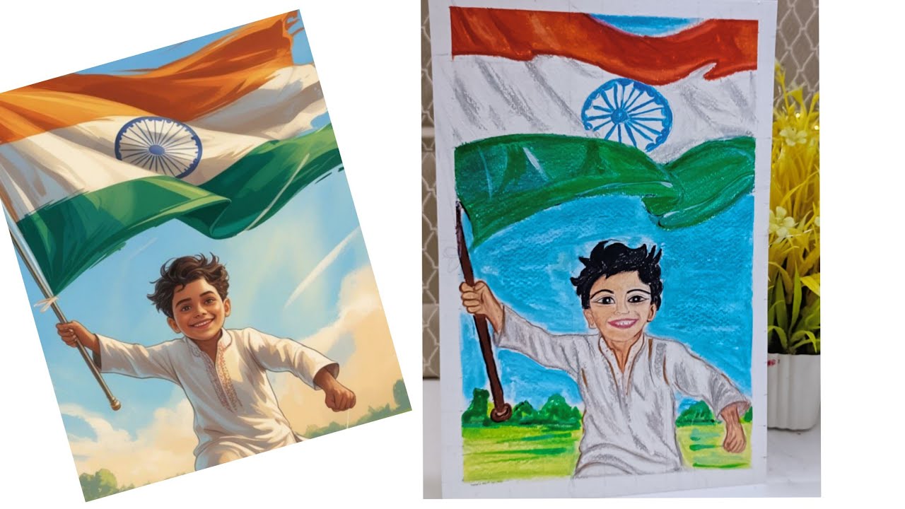 Republic day drawing with oil pastel #26th january drawing 