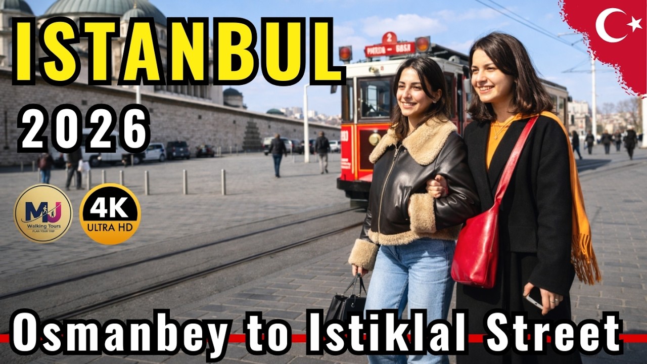 Istanbul Walking Tour 2026 | Mecidiyek&ouml;y to Istiklal Street (Osmanbey, Taksim, Red Tram) 4K HDR