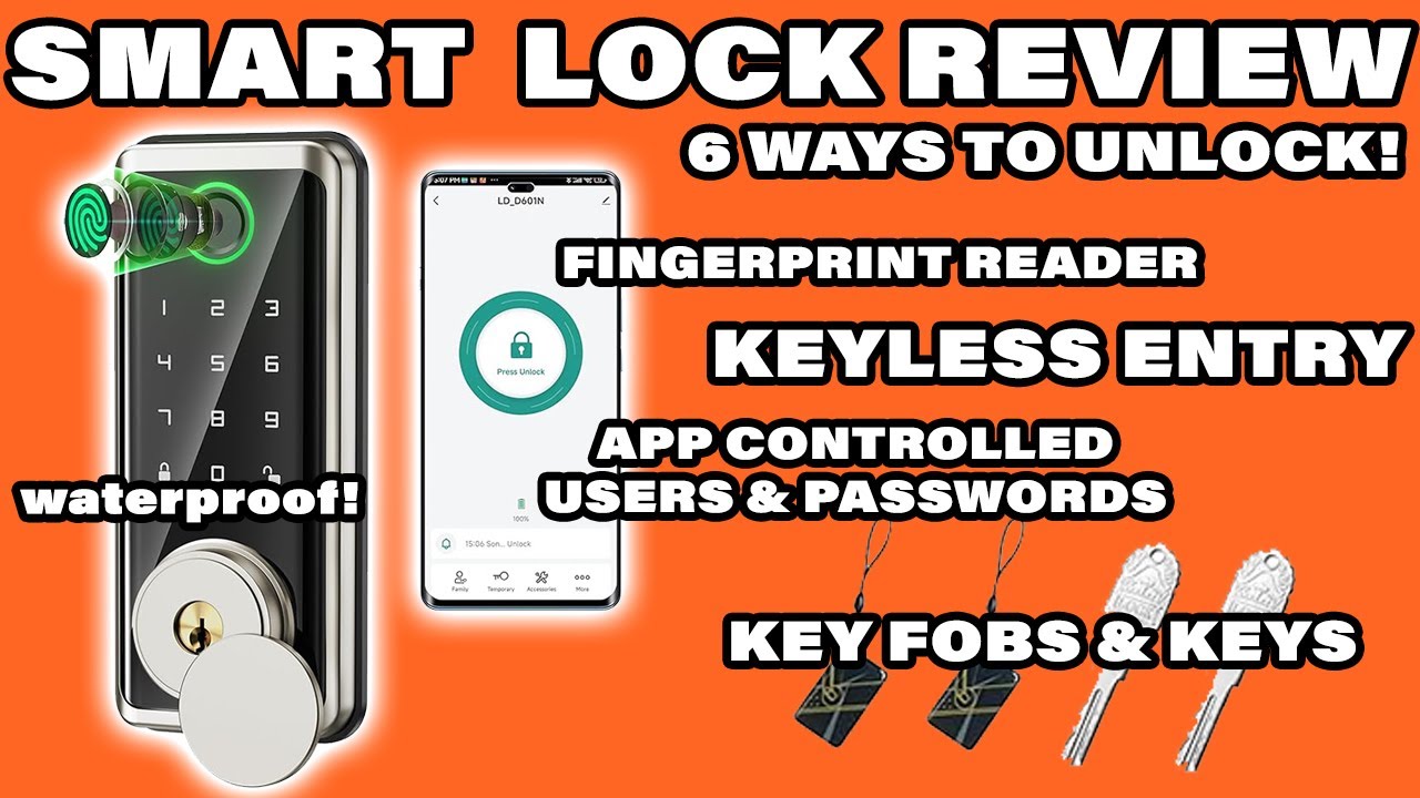 Smart Door Lock with Keyless Entry via Fingerprint, Keypad, Key Fobs & App | Multi-User