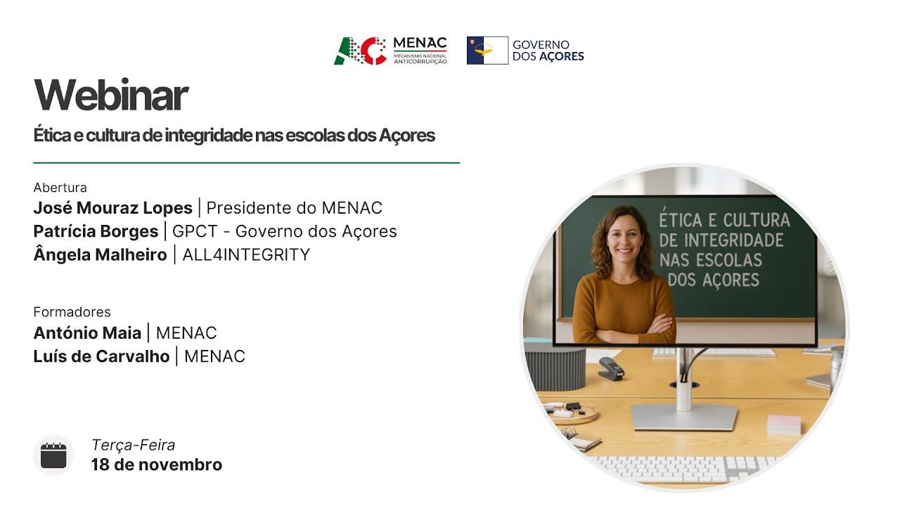 Webinar “Ética e Cultura de Integridade nas Escolas dos Açores”