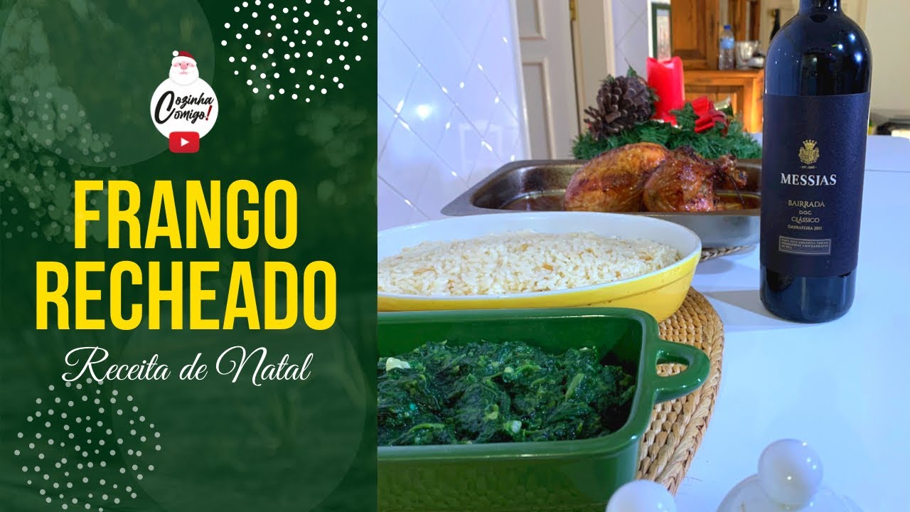 FRANGO RECHEADO - Acompanhado de Arroz de Cebola e Esparregado!