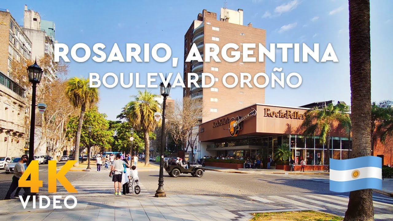 4k - ROSARIO Argentina, Caminando por Boulevard Oroño, walking tour