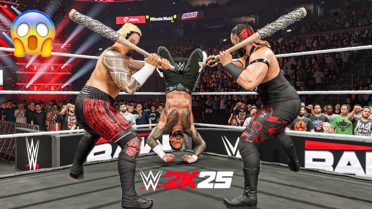WWE 2K25 - Соло Сикоа и Джейкоб Фату уничтожают Джея Усо на Monday Night Raw | Геймплей