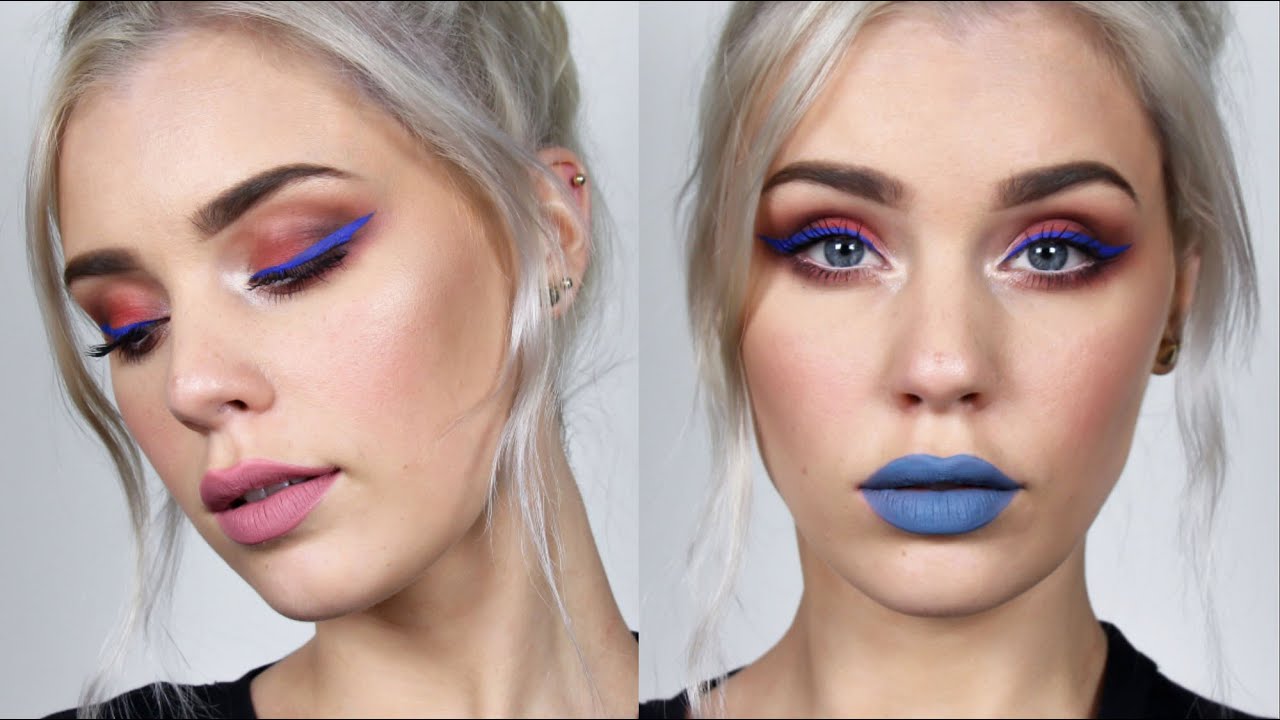 Grunge Eyes with Blue Eye Liner . 2 STYLES