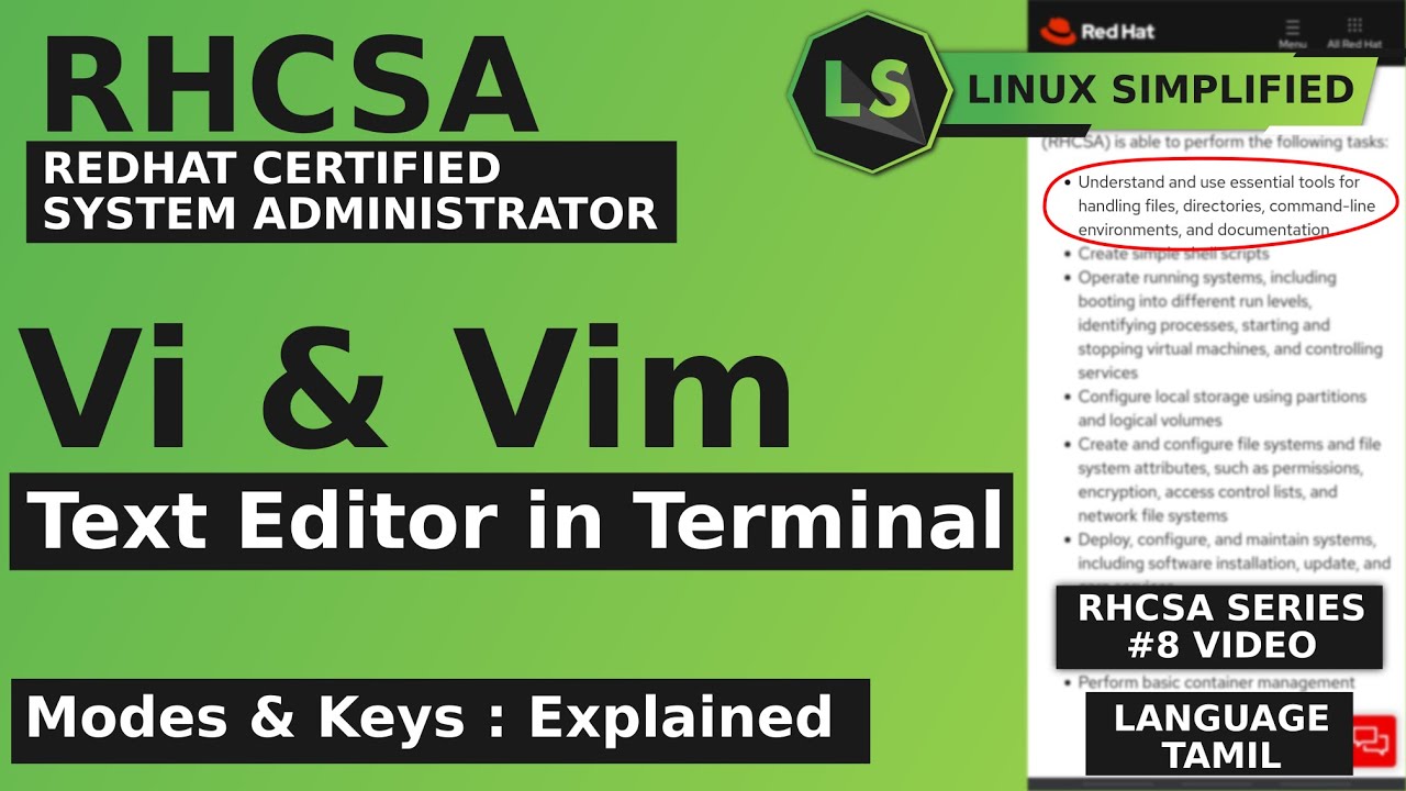 RHCSA | Mastering Vi & Vim editor in Redhat Linux | Tamil