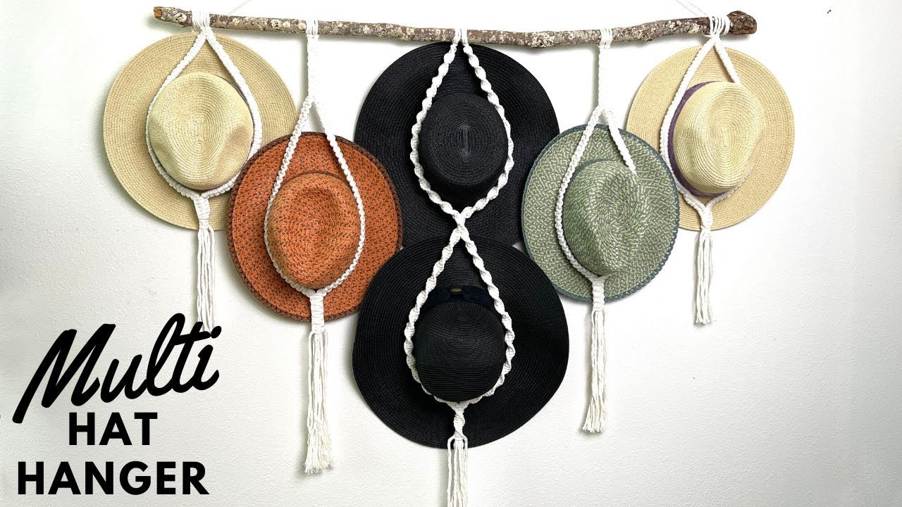 Macrame Hat Hanger that Holds 6 Hats