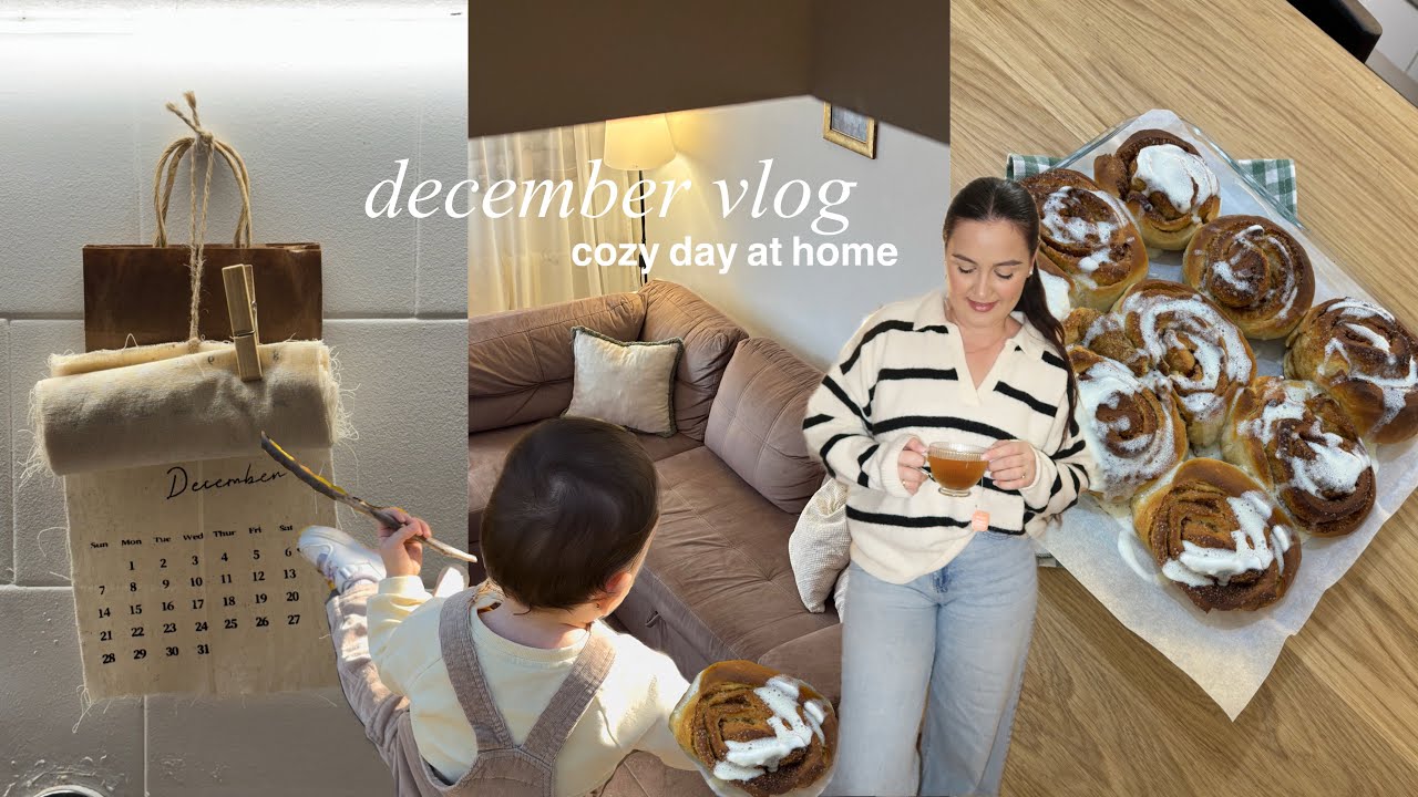 COZY DECEMBER DAY AT HOME | cinnamon rolls, winter walk & slow living vibe