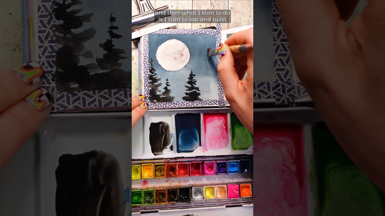 Watercolor night sky with clear wax and layering! #watercolortutorial