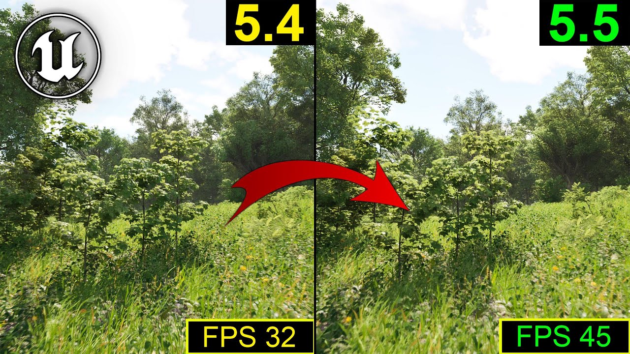 Unreal Engine 5.5 vs 5.4 | Graphics and Performance Comparison | Broadleaf Trees Biome #unrealengine