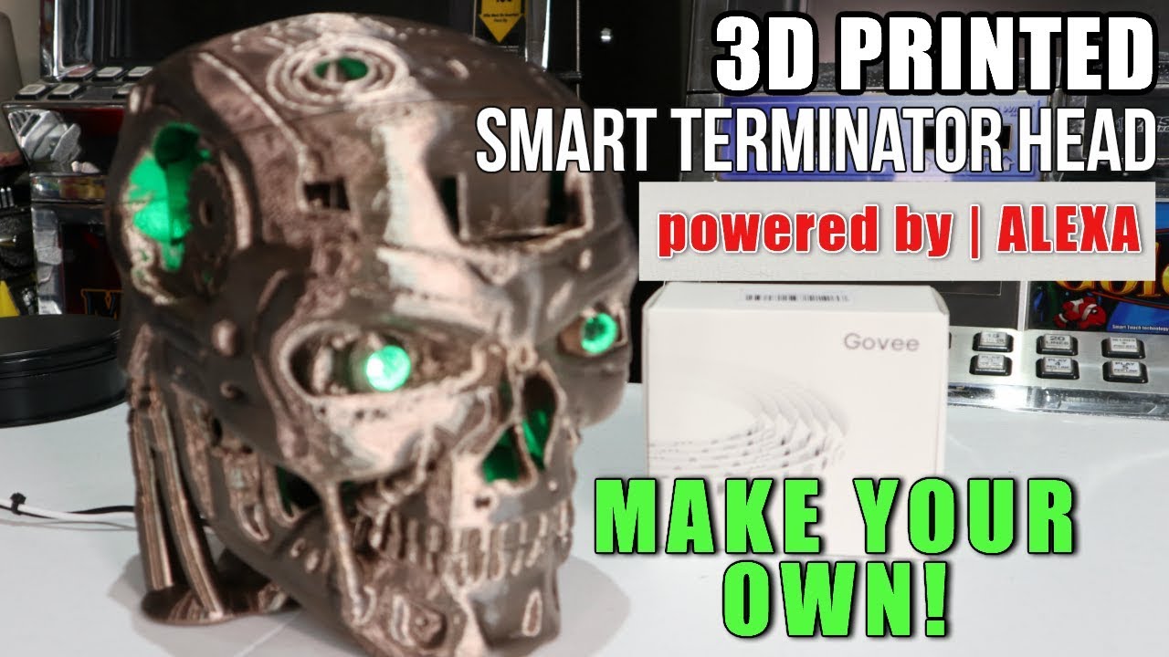 3D PRINTED | SMART Terminator Head VERSION 2 with ALEXA built-in!