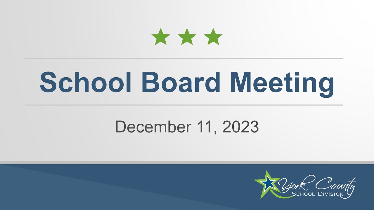 School Board Meeting - December 11, 2023