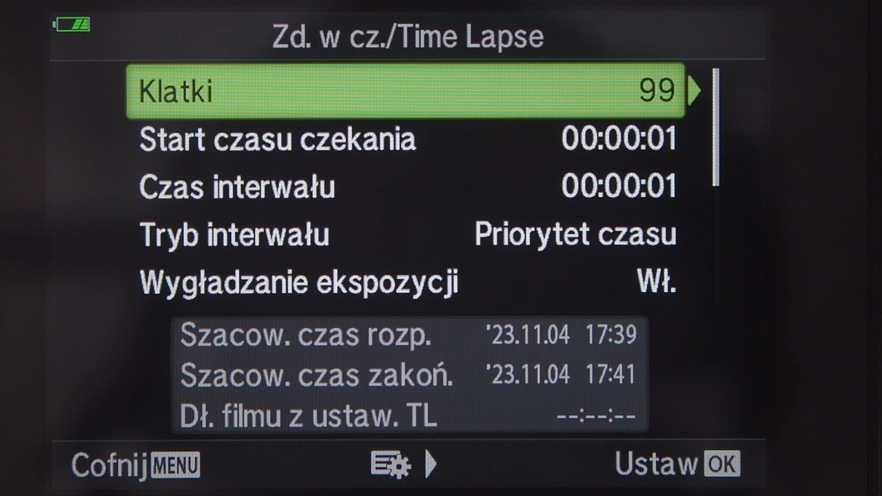 OM System OM 5 - menu fotografowania