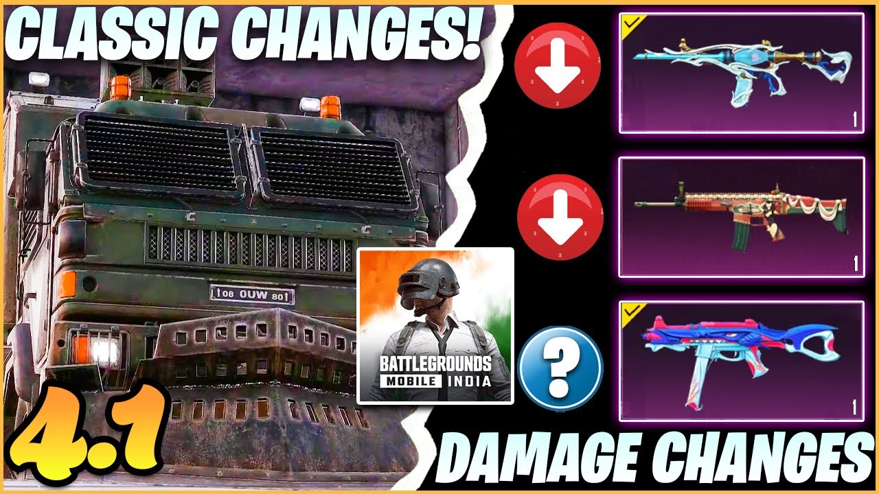 BGMI/PUBGM 4.1 UPDATE &ndash; Massive Classic Mode Changes! 😱 | AR Damage Down, New Shop & Loot Truck.