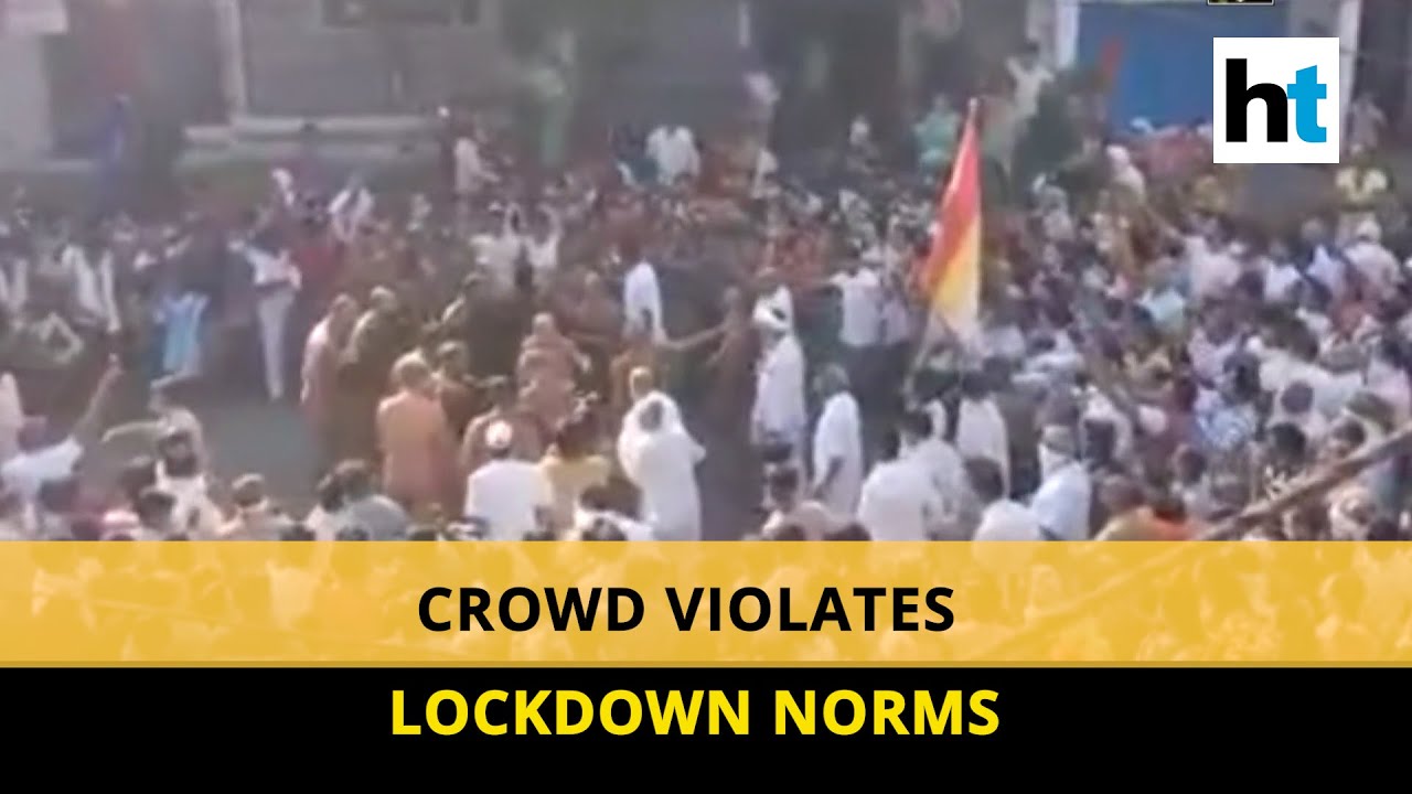 Watch: Social distancing norms flouted as crowd welcomes Jain monk in MP