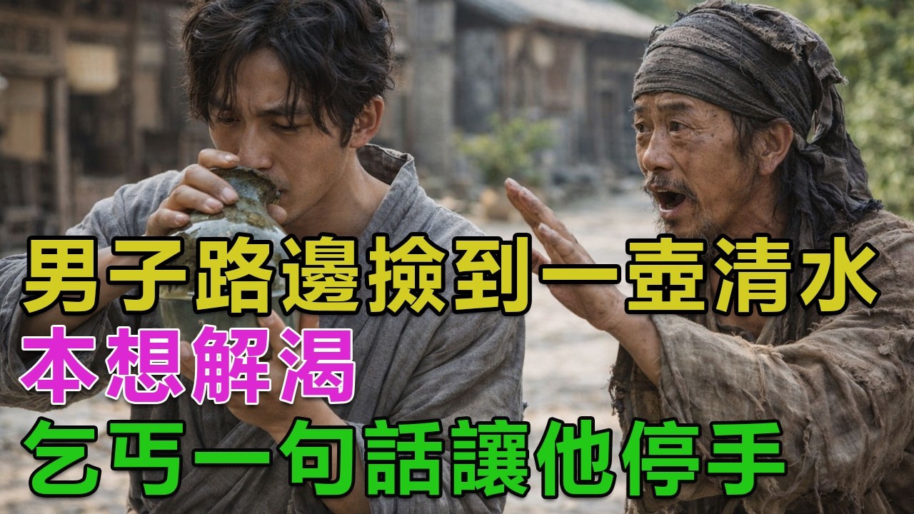 民間故事：男子路邊撿到一壺清水，本想解渴，乞丐一句話讓他停手