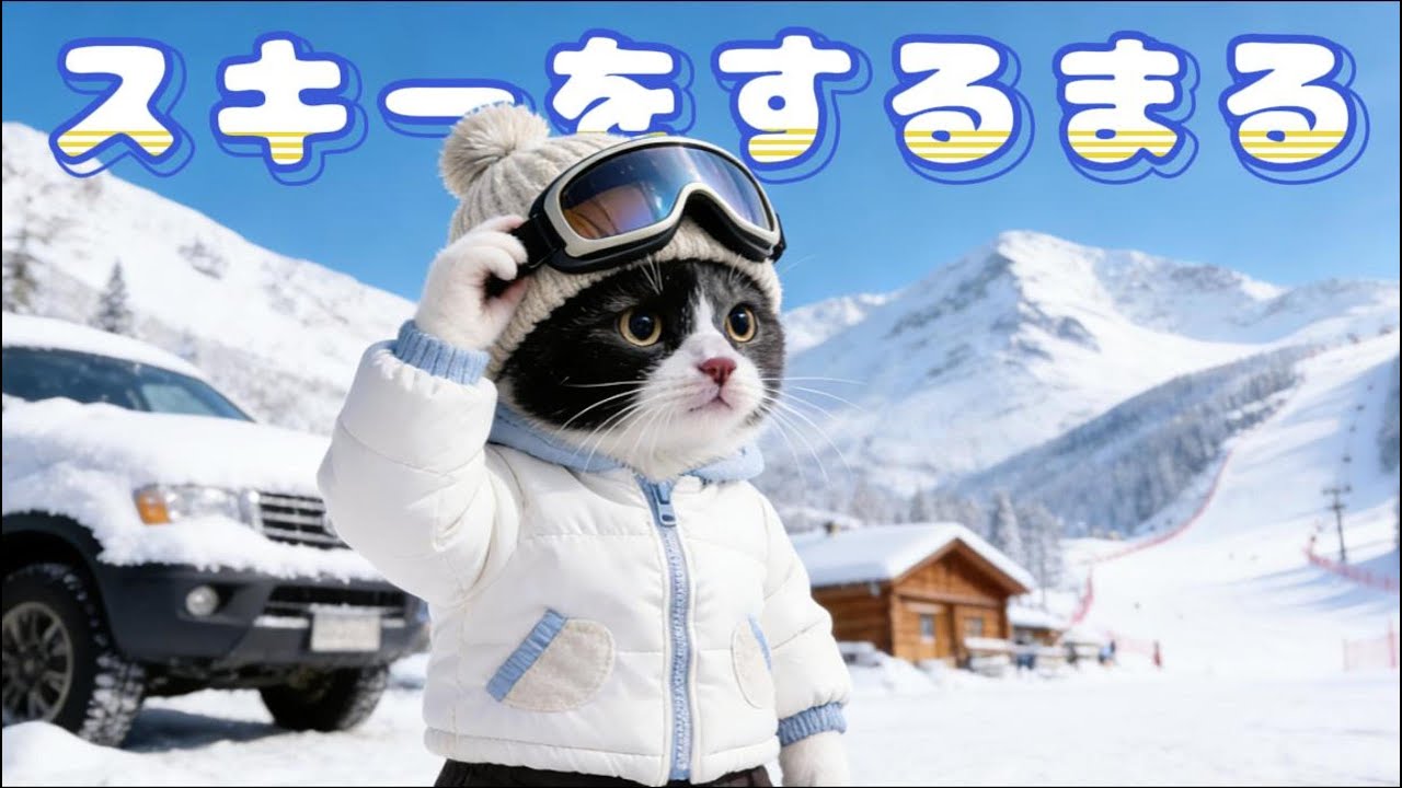 行ってきます！スキーを楽しんだまるの一日に密着🐱🎿