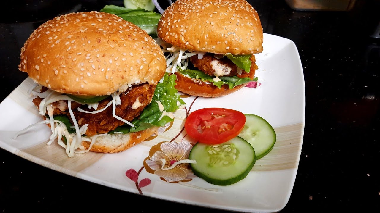 ചിക്കന്‍ ബർഗർ ഈസിയായി വീട്ടിലുണ്ടാക്കാം | Chicken burger | fire & smoke