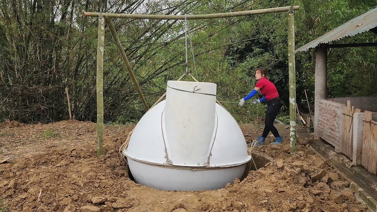 Timelapse: Single Girl Digs 2 Deep Holes By Herself: One to Get Water, One to Create Biogas