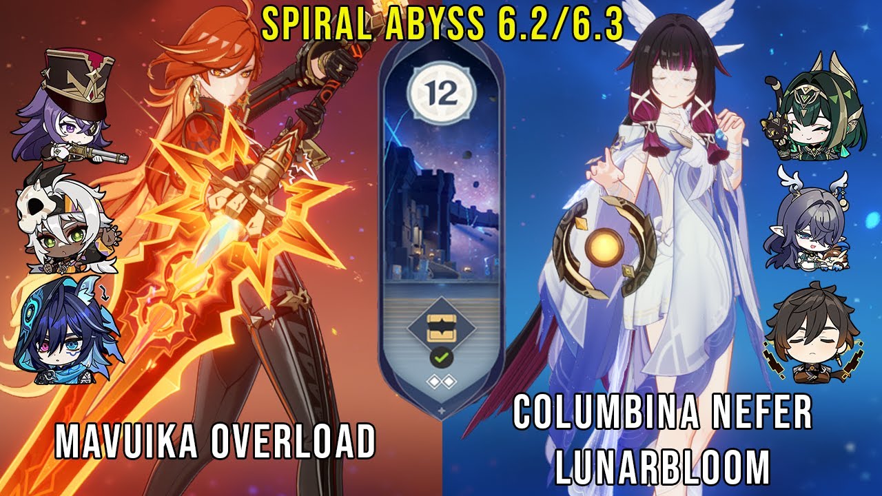 C0 Mavuika Overload and C0 Columbina Nefer Lunarbloom | Genshin Impact Abyss 6.3 Floor 12 9 Stars
