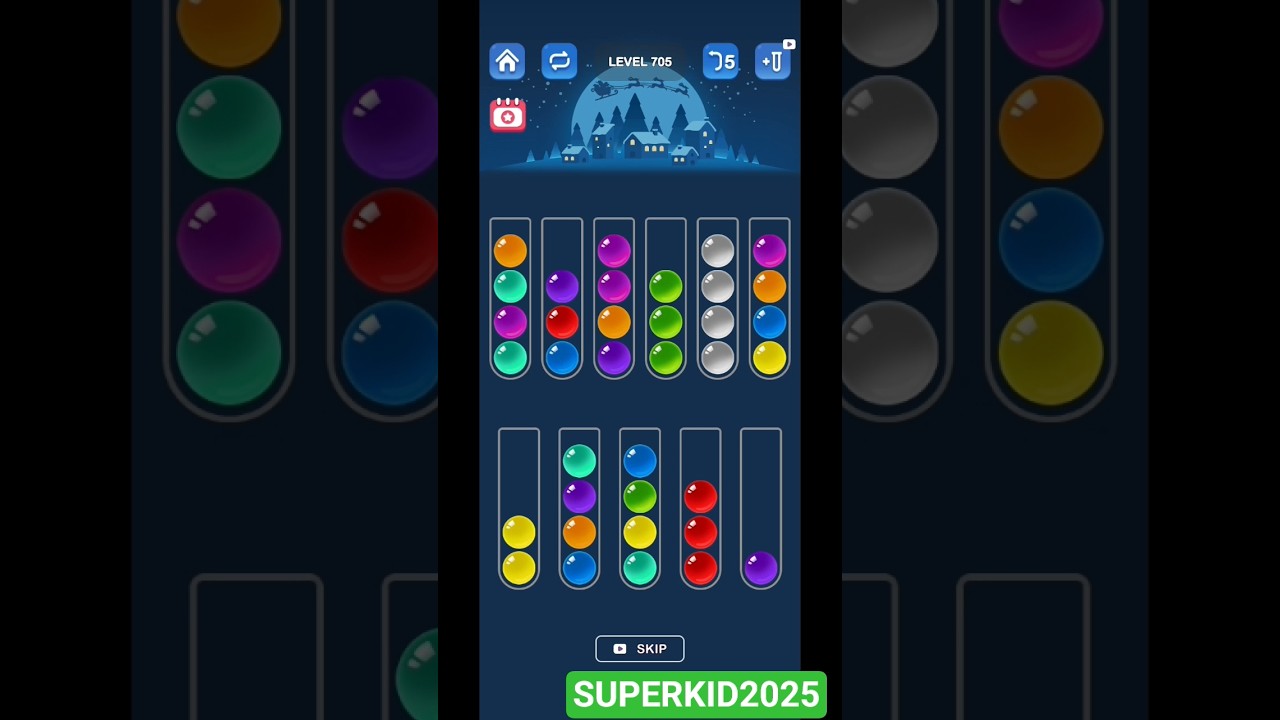 Level 705 Ball Sort Puzzle. Tutorial.