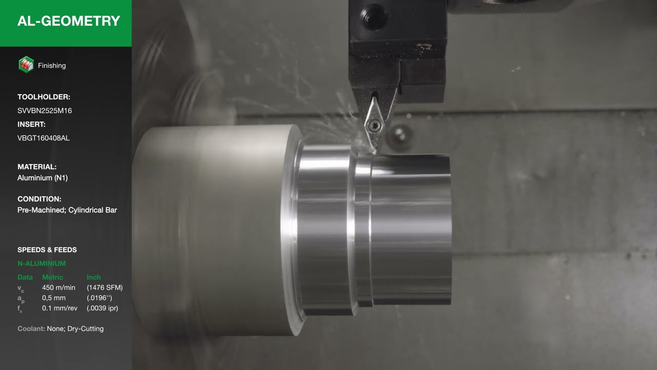 AL Geometry: Medium to Finish Turning of Aluminum and Non-Ferrous Materials