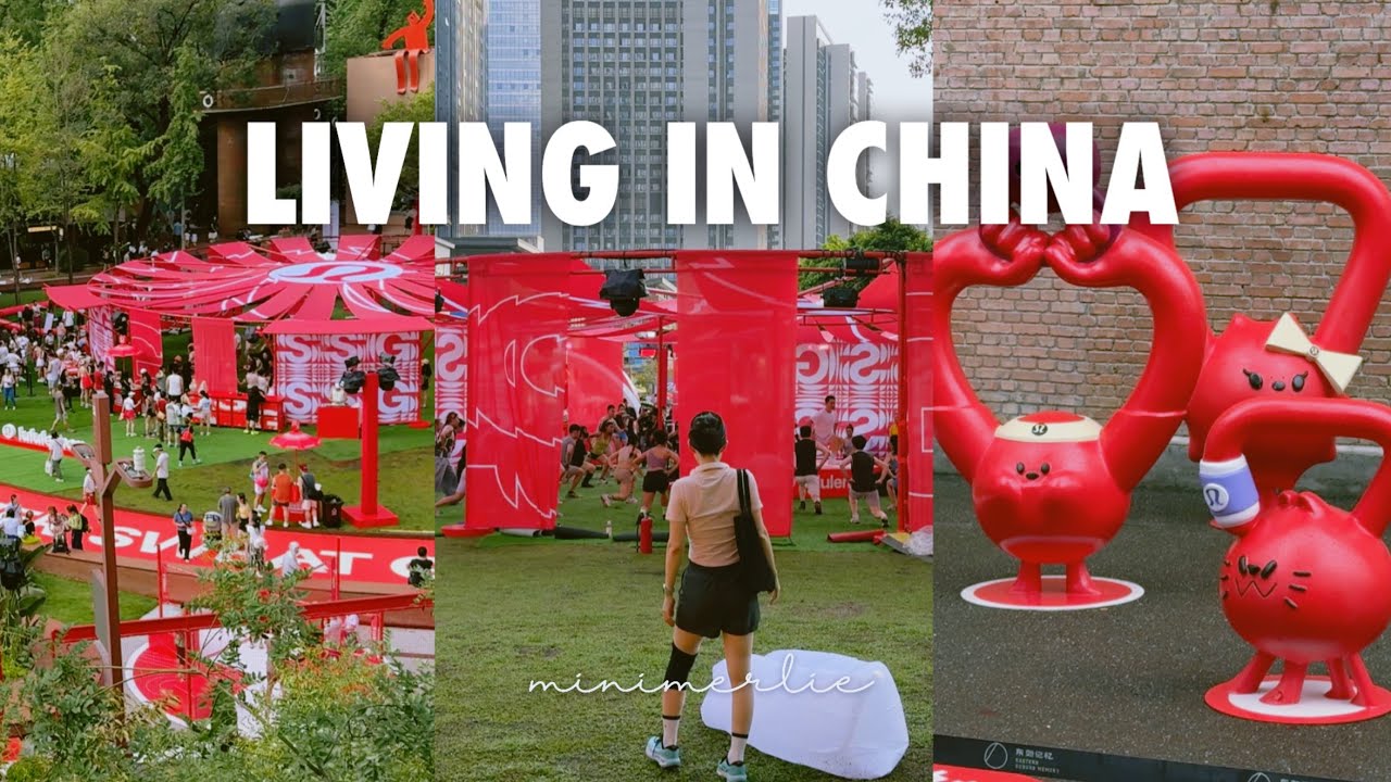China Vlog 🎈 Summer Activities in Chengdu, Lululemon Summer Sweat Games & Cozy Knitting Club Cafe