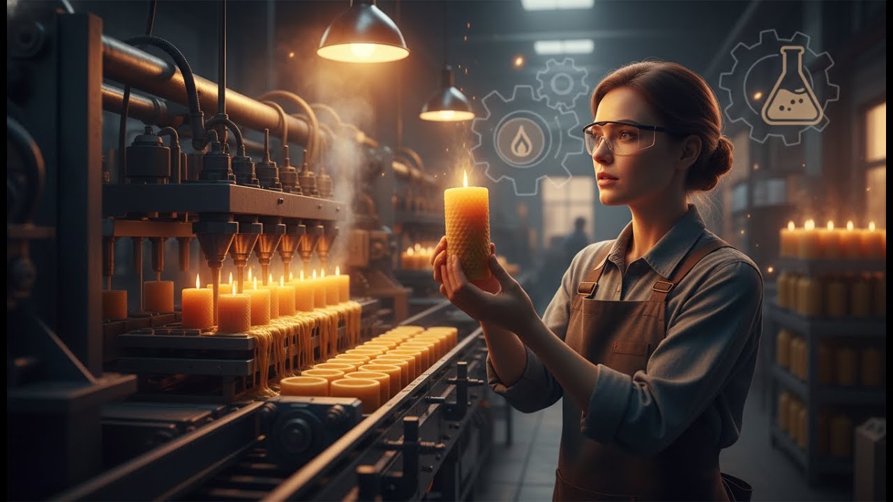 How Candles Are Made (Factory Process) | Wax Melting, Fragrance Mixing, Wick Setting, Jar Pouring