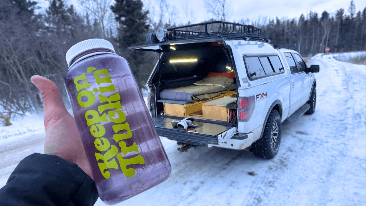 Heating My Truck With 3 Water Bottles - Winter Truck Camping