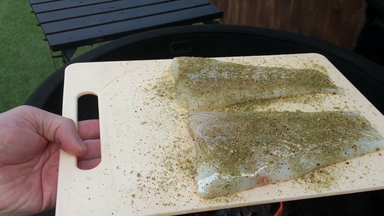 Cod fillet skinless cooked on Kamado joe big joe 3 using the soapstone