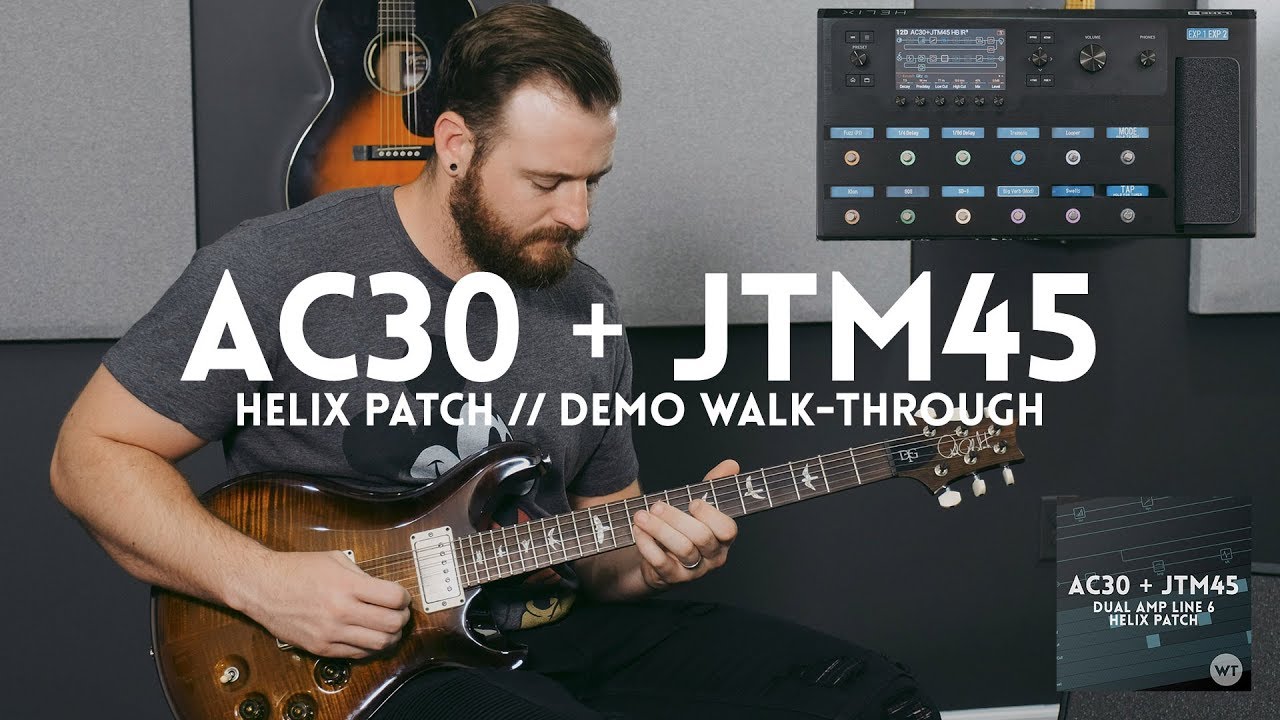 AC30 + JTM45 Line 6 Helix Patch Demo (Vox and Marshall dual amp patch)