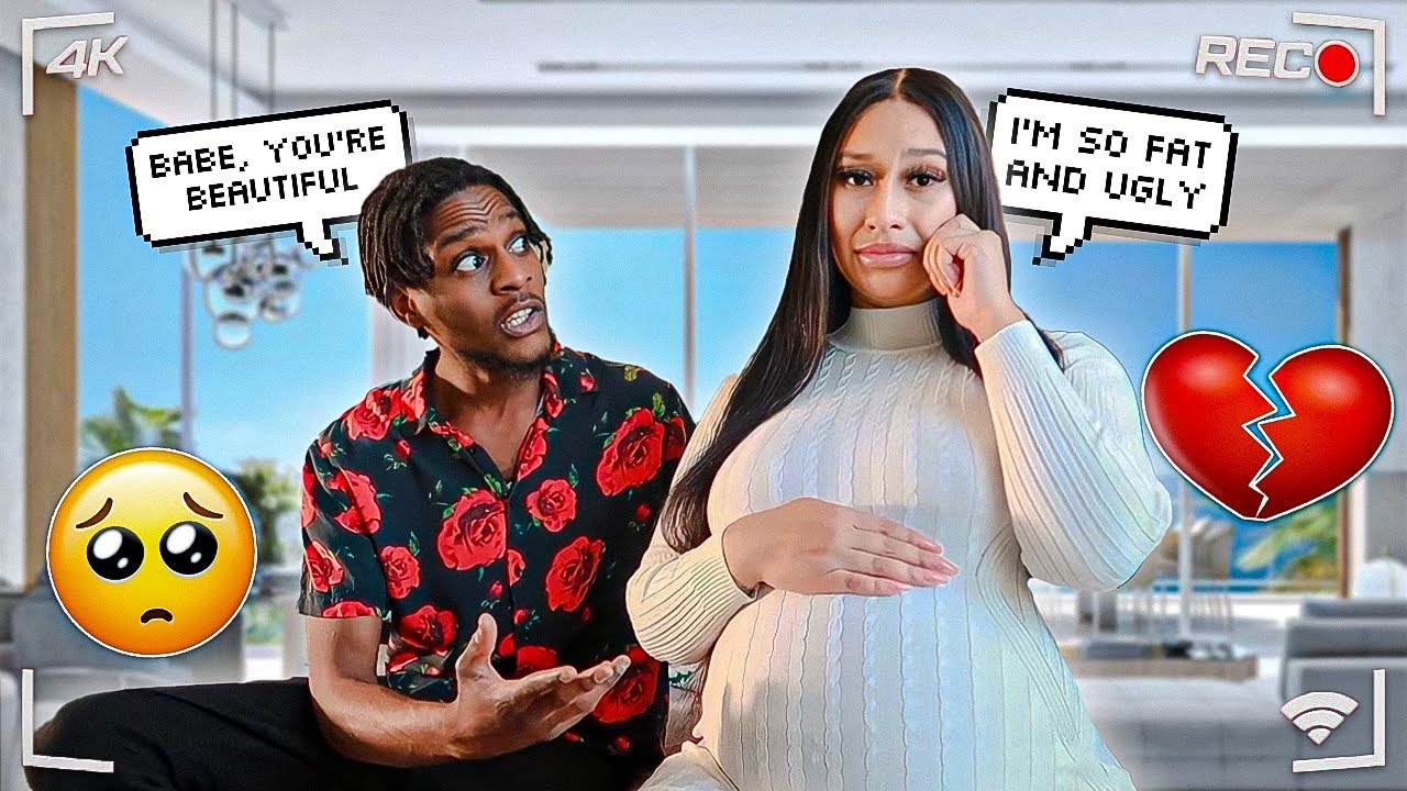 BEING INSECURE WHILE PREGNANT TO SEE HOW MY BOYFRIEND REACTS!