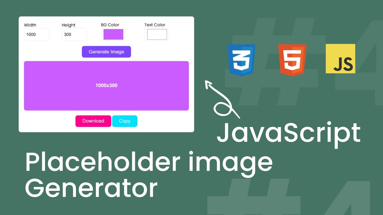 JavaScript Placeholder Image Generator in HTML, CSS & JavaScript | JavaScript Projects