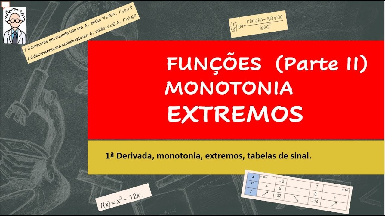 FUNÇÕES, MONOTONIA E EXTREMOS. Aplicação da 1ª Derivada ( Parte II )