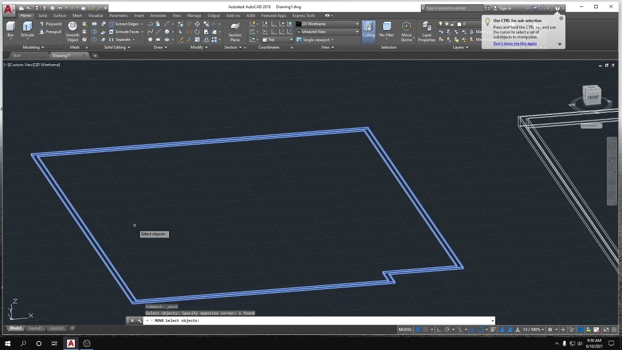 Hiproof in 3d Autocad with Gutter.