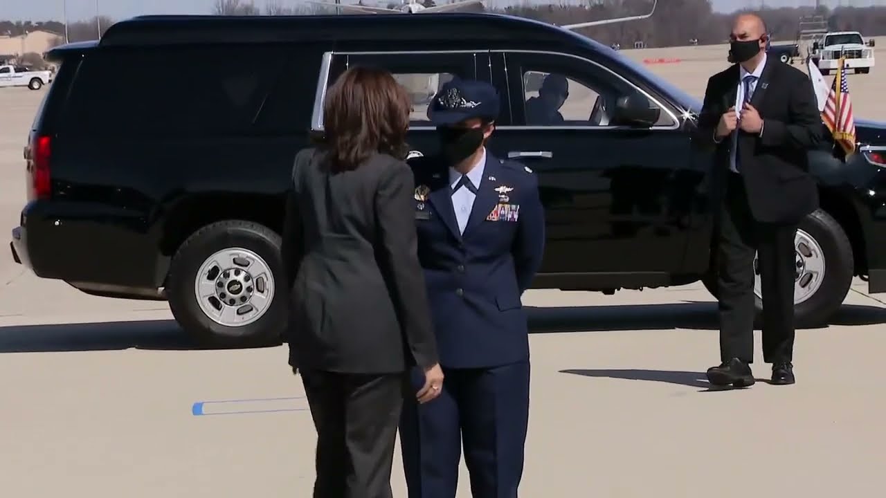 Kamala Harris boards Air Force Two as Vice President of the United States