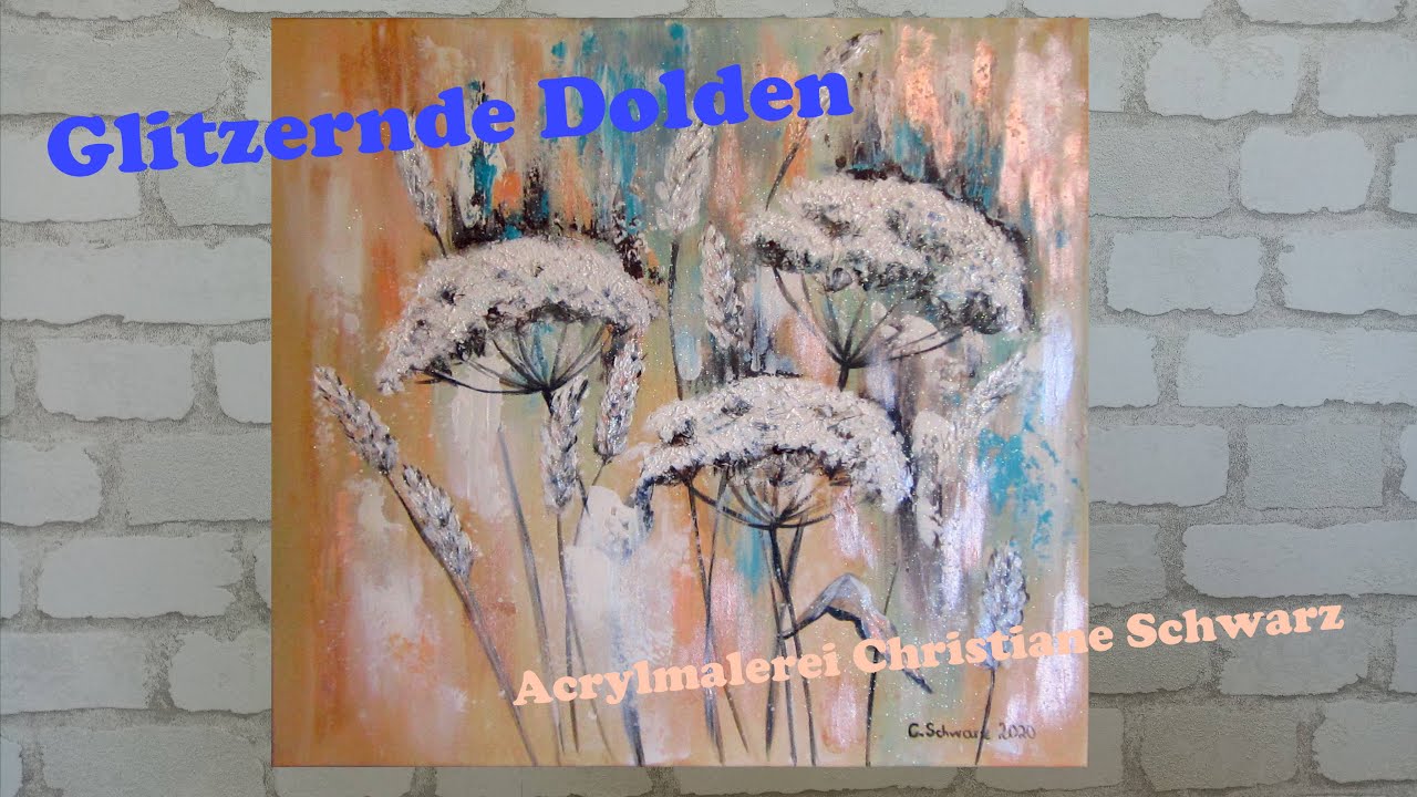 Glitzernde Dolden | abstraktes Blumengemälde in Acryl mit Glitter | Christiane Schwarz