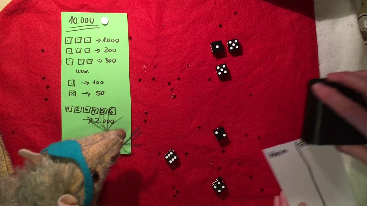 W&uuml;rfelspiel mit 6 W&uuml;rfeln - 10.000 - Ratte Hein erkl&auml;rt, wie die Regeln von Oma Resi sind.