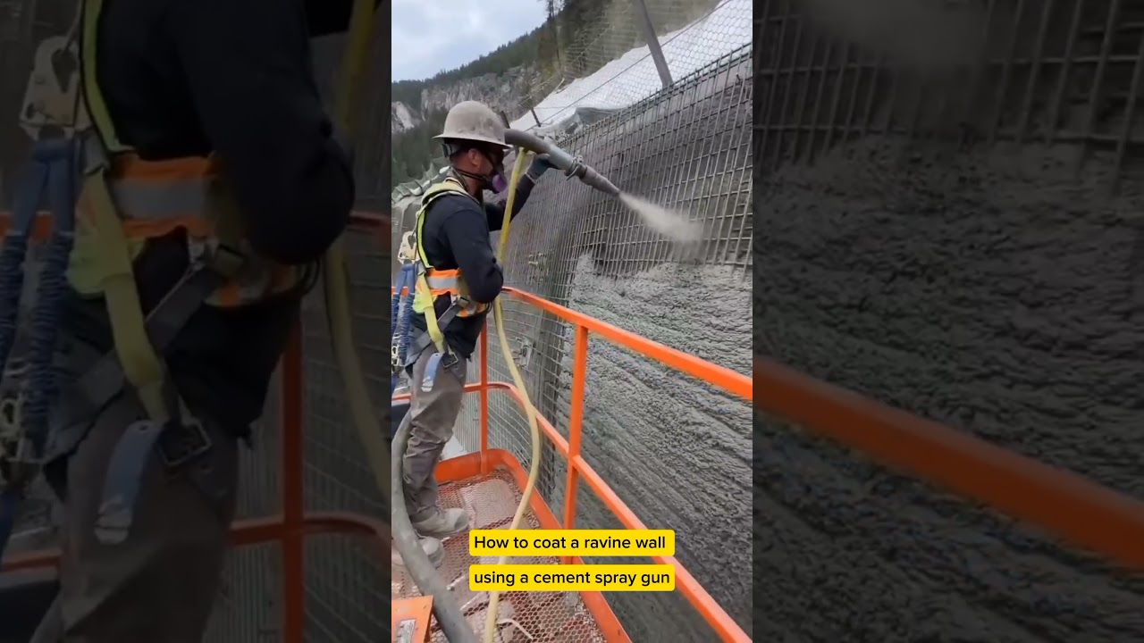 How to coat a ravine wall using a cement spray gun