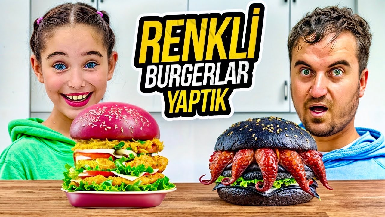 ELİF SİNEM HAMBURGER YAPIYOR !! RENKLİ HAMBURGER YAPTIK DENEDİK !!