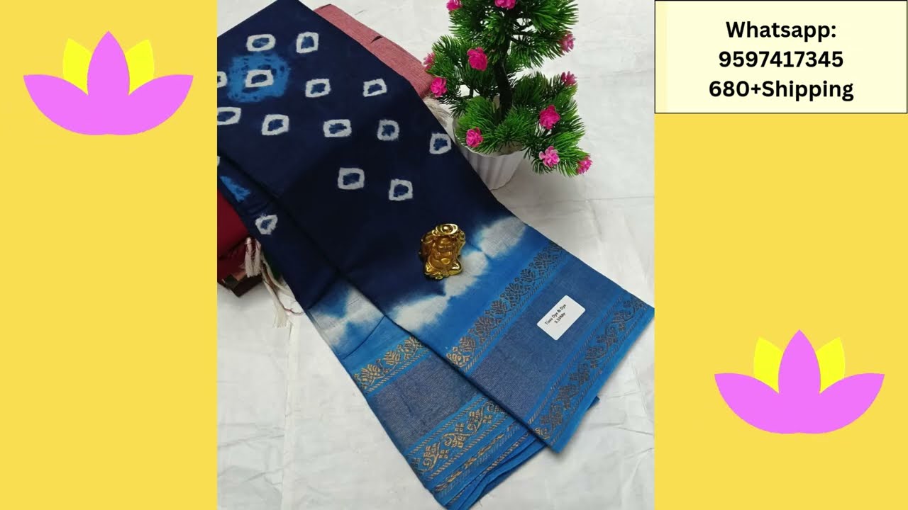 Sungudi Cotton Sarees without Blouse Video 1|Rs.680+$|WhatsApp-9597417345|Shop @ValappamSareez
