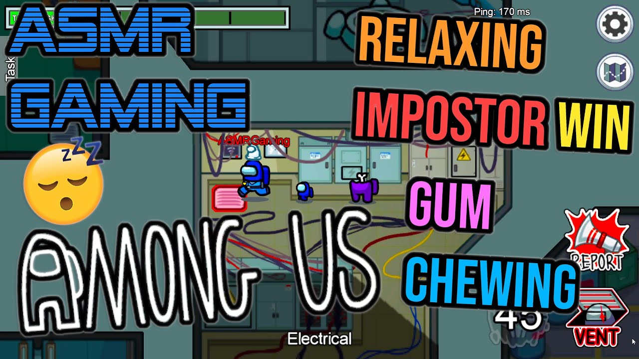 ASMR Gaming 😴 Among Us Impostor Win Relaxing Gum Chewing ⌨️🎧 Keyboard Tapping Sounds + Whispering 💤