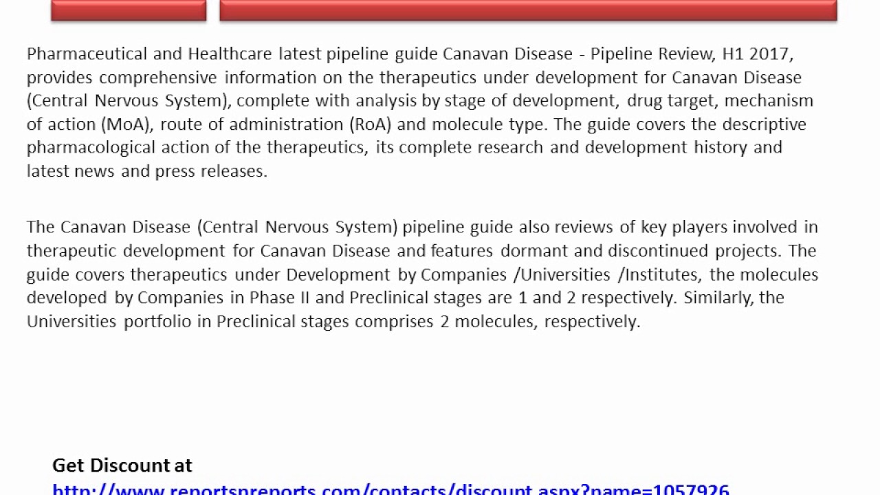 Canavan Disease Pipeline Market Report of Therapeutics Development in H1 2017