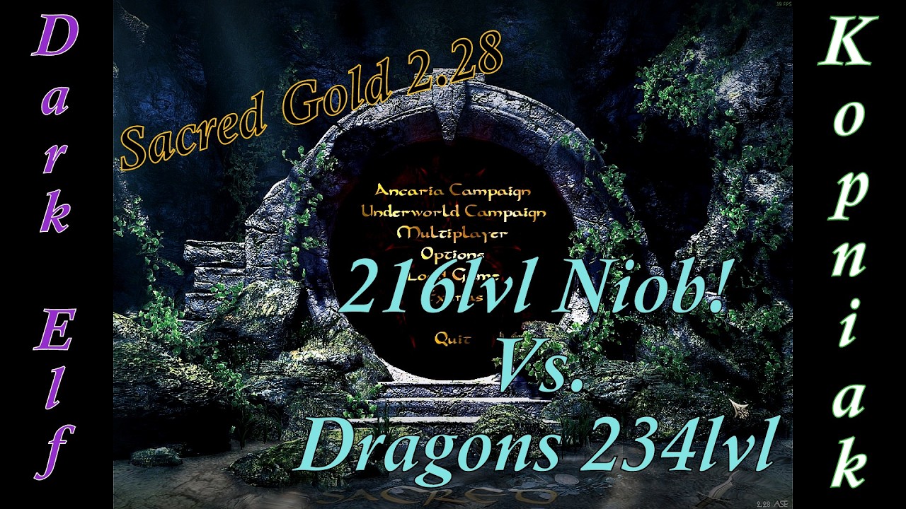 Sacred Gold - Mroczny Elf Na Kopnięcie 216lvl Vs. Smoki 234lvl - Niob!